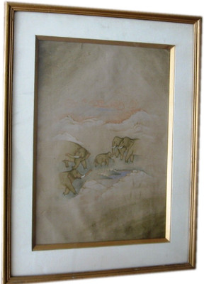 31% OFF on ICB elephant family painting on paper Paper Print