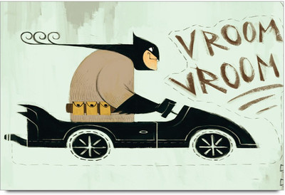 53% OFF on Batmobil Carricature Vector Design Laminated Poster Paper Print