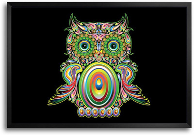 46% OFF on Abstract Owl Pattern Laminated Framed Paper Print