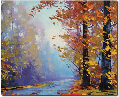 69% OFF on Stybuzz Light Pouring On Trees Painting Frameless Canvas Art