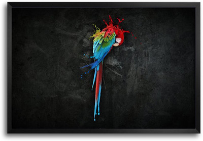 46% OFF on Parrot Color Splash Digital Design Laminated Framed Paper Print