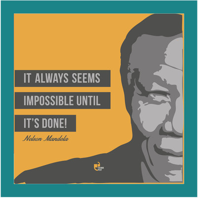 5% OFF on Thinkpot It Always Seems Impossible - Nelson Mandela Blue Square Frame Paper Print