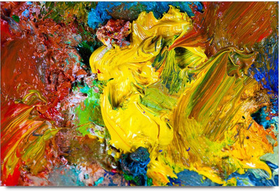 53% OFF on Abstract Paint Colors on Canvas Laminated Poster Paper Print