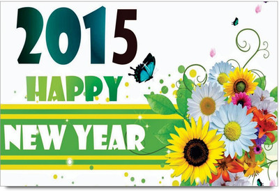 75% OFF on Amy Colorful Flowers Happy New Year 2015 3D Poster
