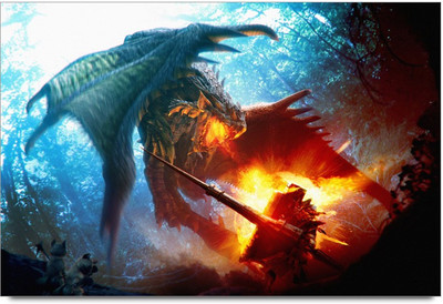 33% OFF on Monsters Fights Paper Print