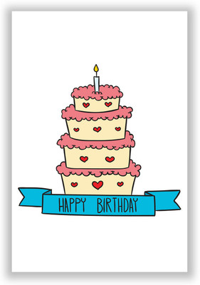 50% OFF on Happy Bithday Cake Illustration Gift for Friends And Family Paper Print