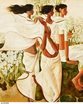 69% OFF on Painting Without Frame - Village Women 303 Canvas Art