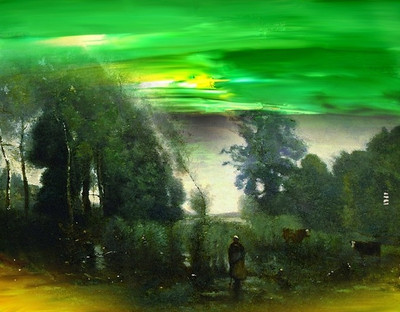 79% OFF on Canvas painting without frame -A Green SKY Canvas Art