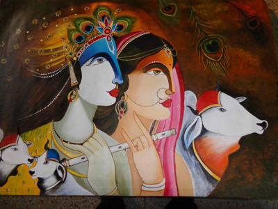 43% OFF on Painting without Frame Art Krishna-10 (34X22) Canvas Art