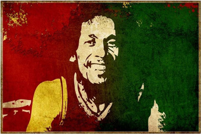 8% OFF on Bob Marley Red and Green Paper Print