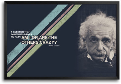 46% OFF on ShopMantra Albert Einstein Crazy Question Laminated Frame Poster Paper Print