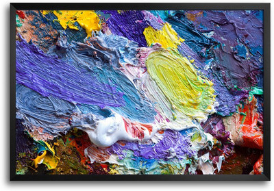 46% OFF on Multicolor Oil Paint Splatter Laminated Framed Paper Print