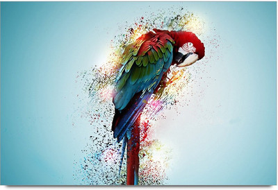53% OFF on Digital Parrot Color Splash Laminated Poster Paper Print
