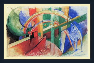 2% OFF on Blue Horse With Rainbow By Franz Marc - ArtsNyou Printed Paintings Canvas Art