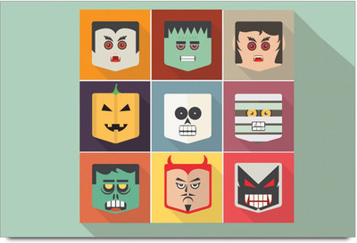 58% OFF on Minimal Monster Long Shadow Icons Artwork Laminated Poster Paper Print