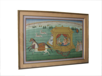 25% OFF on ICB mugal savari painting on silk Canvas Art