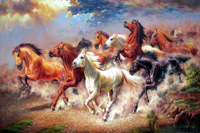 23% OFF on Colormart Wall Running Horses Canvas Art