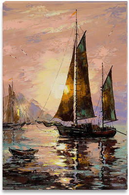 43% OFF on Beautiful Sunset with Sailing Boats Canvas Art