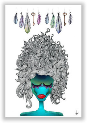 42% OFF on The Lady in Blue Graphic Poster by Keerthana Paper Print