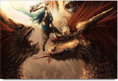 53% OFF on Gamer Monsters Fighting Laminated Poster Paper Print