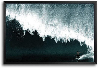 46% OFF on ShopMantra Water Surfer in Ocean Laminated Frame Poster Paper Print