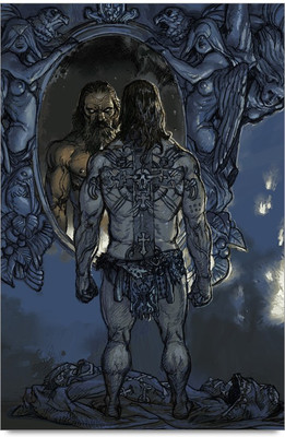 50% OFF on Monster in front of mirror Paper Print