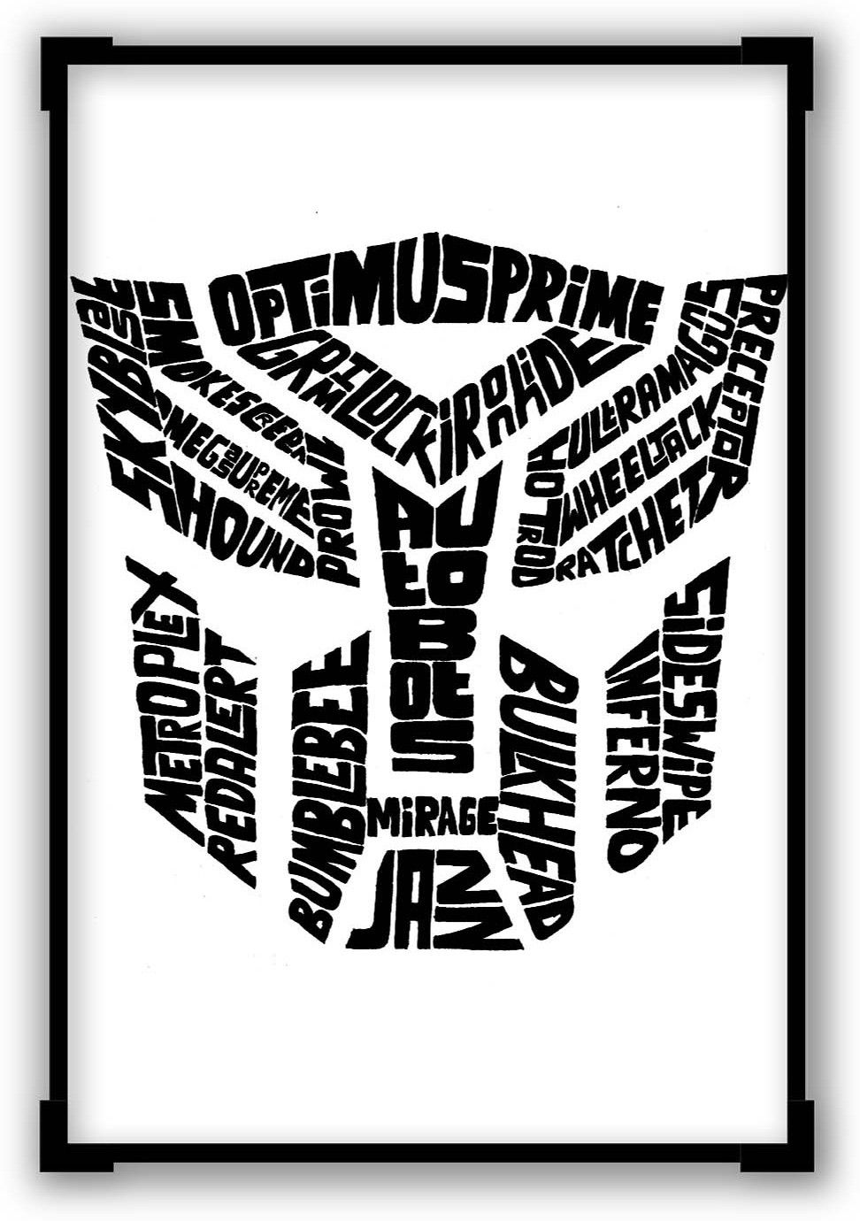 Posterguy Autobot Optimus Prime Transformer (Black And White) Laminated A4 Poster Paper Print