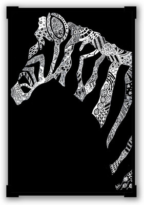 50% OFF on Zebra Doodle Line Art Illustration Framed Poster Paper Print