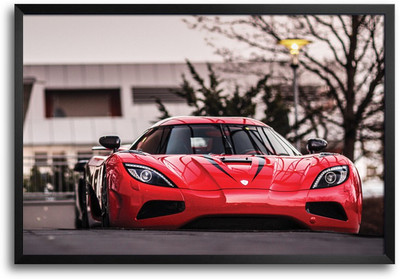 ShopMantra Red Sports Luxury Car Laminated Frame Poster Paper Print ShopMantra Red Sports Luxury Car Laminated Frame Poster Paper Print