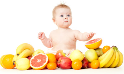 37% OFF on Baby with Fruit Poster Paper Print