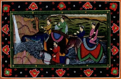 54% OFF on King with his Assistants Mughal Miniature Fine Art Print