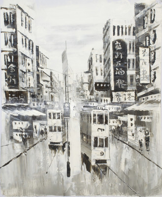 27% OFF on Handmade Oil Painting On Canvas - HongKong Nostalgia By ArtSIngh (26 x 24 inch) Canvas Art