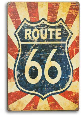 8% OFF on Vinatge Route 66 Metal Plate Fine Art Print