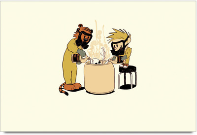 53% OFF on Wolf with Deer Poster Paper Print