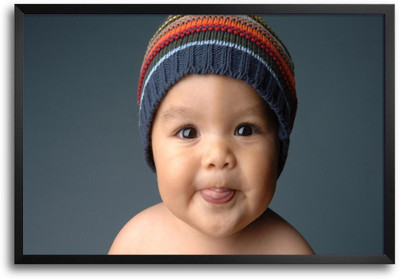 46% OFF on Baby Boy with a Cap Laminated Framed Paper Print