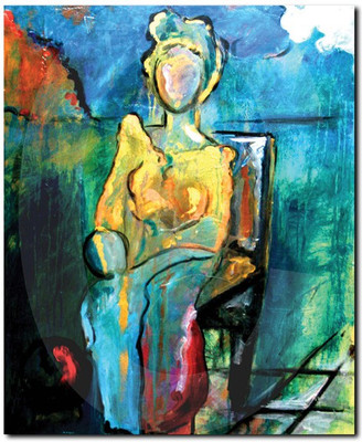 69% OFF on Stybuzz Man On Chair Painting Frameless Canvas Art