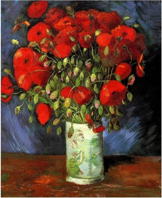 6% OFF on Vase with Red Poppies Paper Print