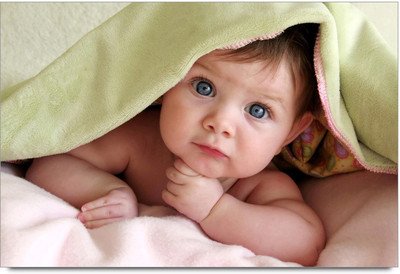 53% OFF on Cute Baby Boy under blanket Laminated Poster Paper Print