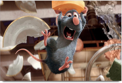 34% OFF on Amy Cute 3D Grey Mouse With Cheese Paper Print