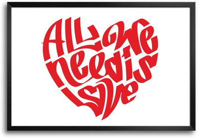 46% OFF on All We Need Is Love Heart Typography Laminated Framed Paper Print