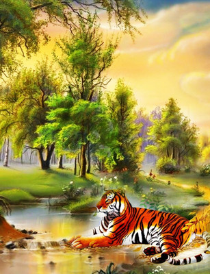 70% OFF on Canvas Painting Without Frame -Tiger Canvas Art