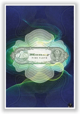 37% OFF on Money Pink Floyd Blue Psychedelic Illustration Music Legends and Bands Paper Print