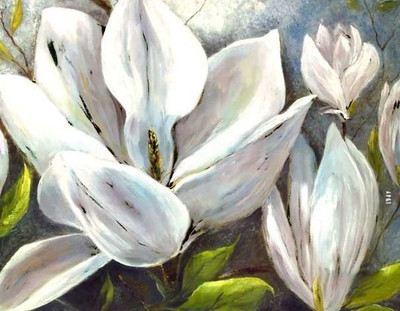 77% OFF on Painting Without Frame - White Flower Abstract Canvas Art