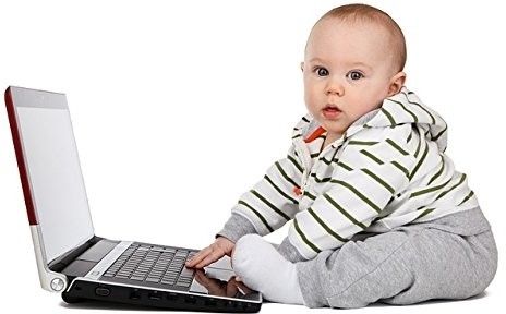 40% OFF on Cute Baby Poster With Laptop Paper Print