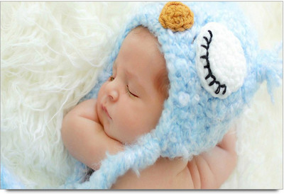 58% OFF on Cute Baby Sleeping Woolen Cap Laminated Poster Paper Print