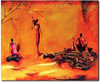 69% OFF on Stybuzz Human Modern Orange Frameless Canvas Art