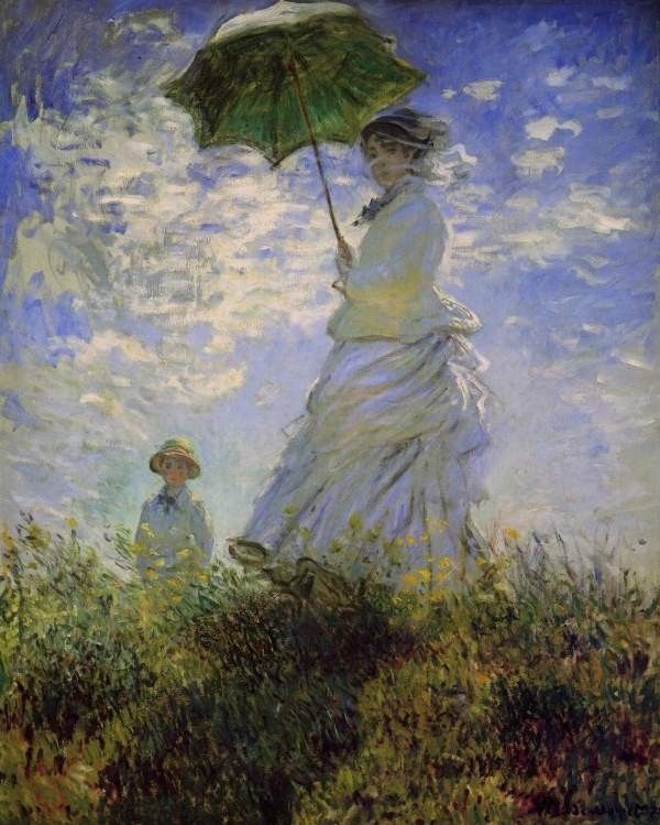Woman with a Parasol Large by Monet Fine Art Print