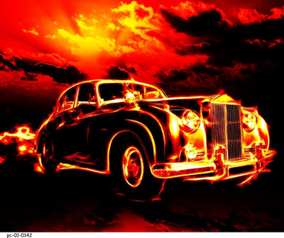 57% OFF on Painting Without Frame - Buring Car 85 Canvas Art