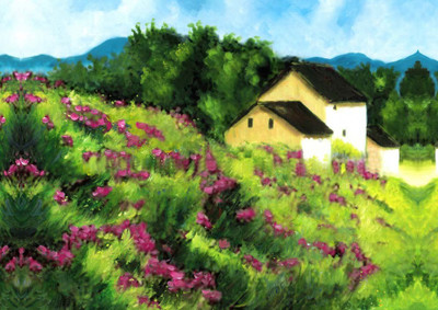 44% OFF on House And Landscape Paper Print