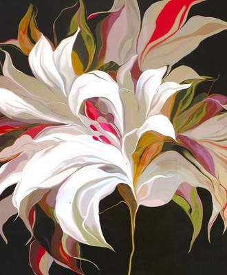 77% OFF on Painting Without Frame - White Abstract Flowers Canvas Art